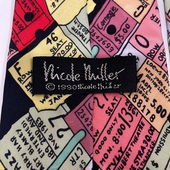 Nicole Miller Visited Vintage Theater Tickets 100% Silk Tie—Fabulous!!  Like New - Picture 7 of 10